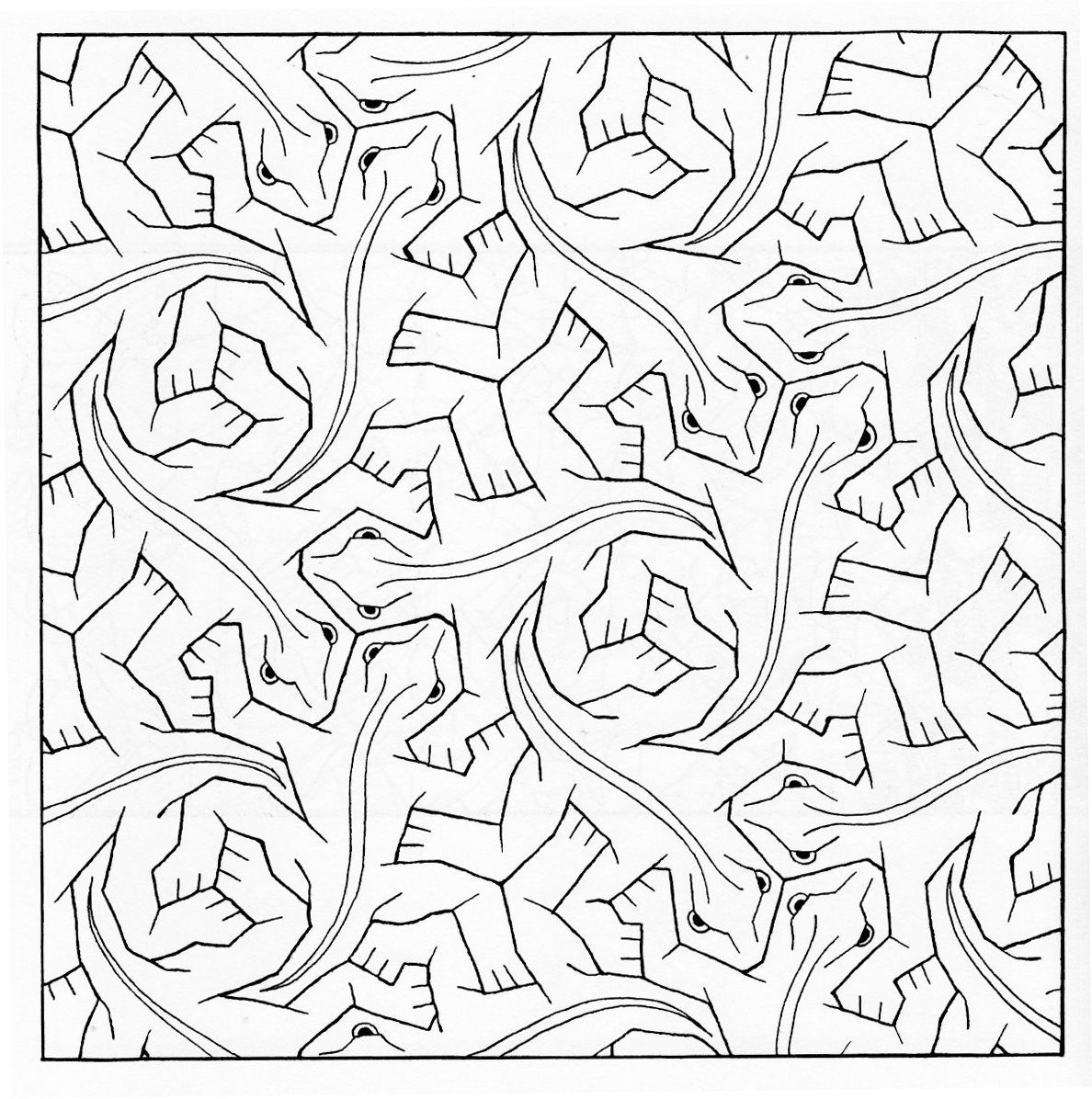 1188x1196 Escher Printable Coloring Pages Art Workshops Mc