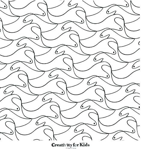 469x500 Mc Escher Coloring Pages Coloring Pages Tessellations Coloring