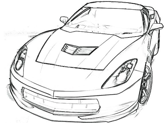 572x427 Corvette Stingray Coloring Page
