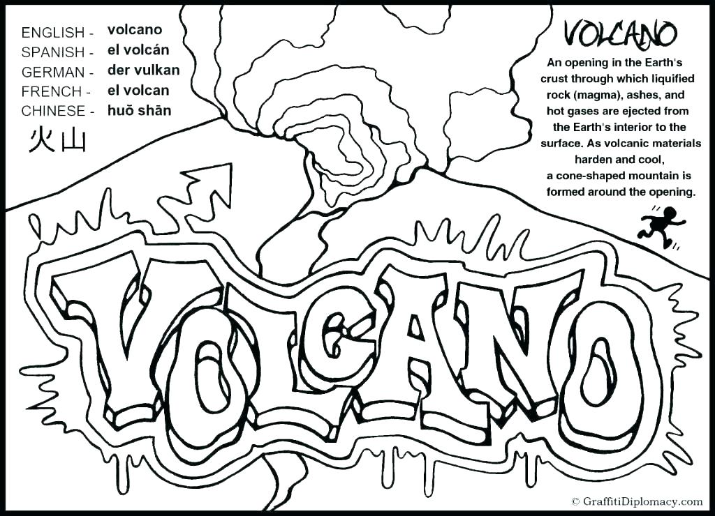 1024x740 Volcano To Colour In Creative Inspiration Printable Pictures