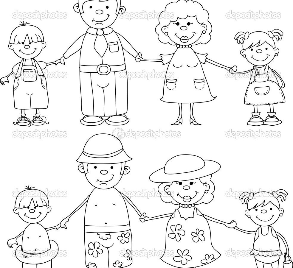 983x900 Family Coloring Pages For Kids Printable Free Also