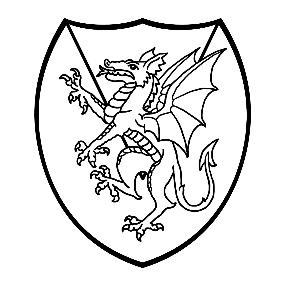 1200x1200 Dragon Coloring Pages Clip Art Shield