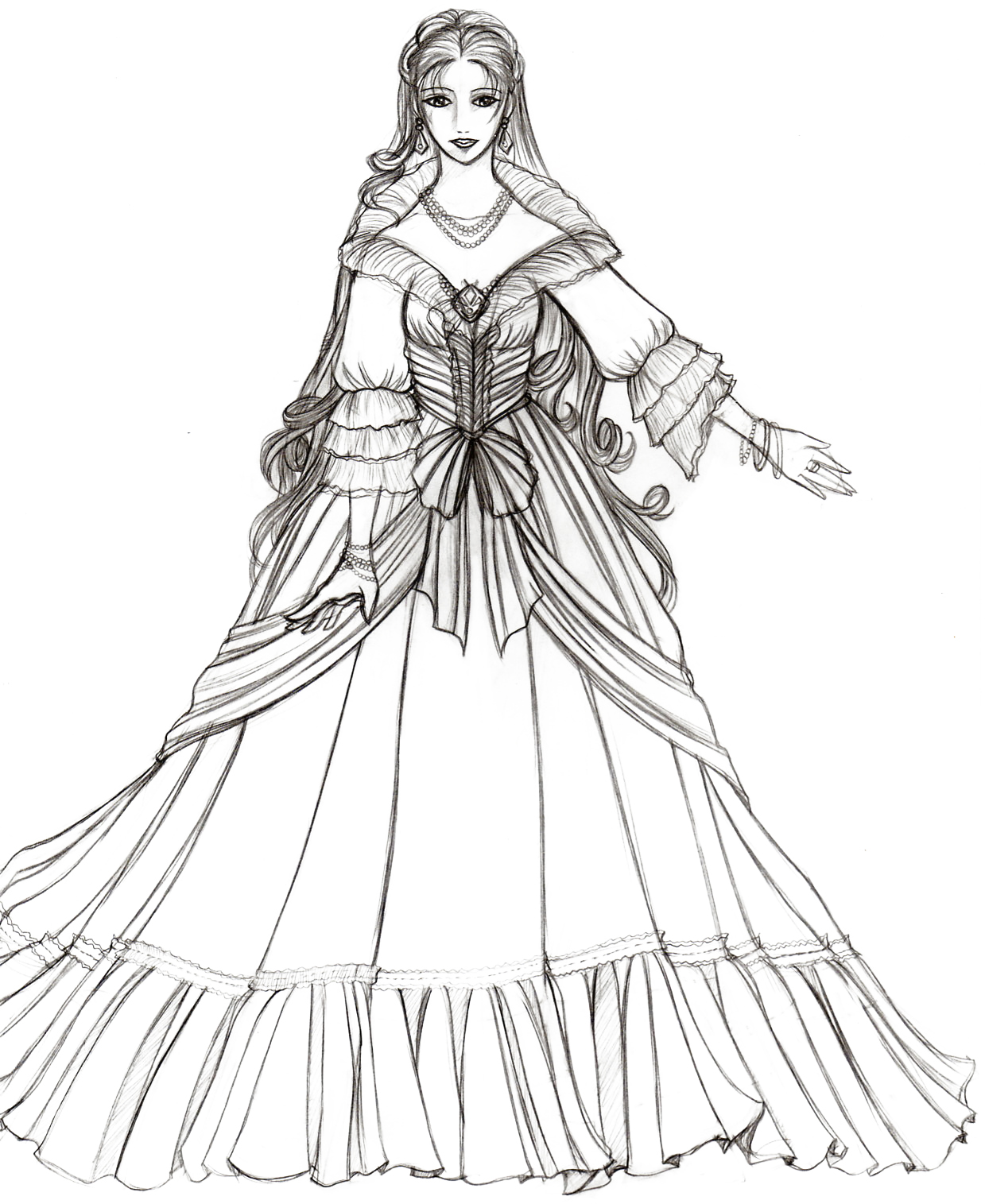 1239x1515 Medieval Princess Drawing