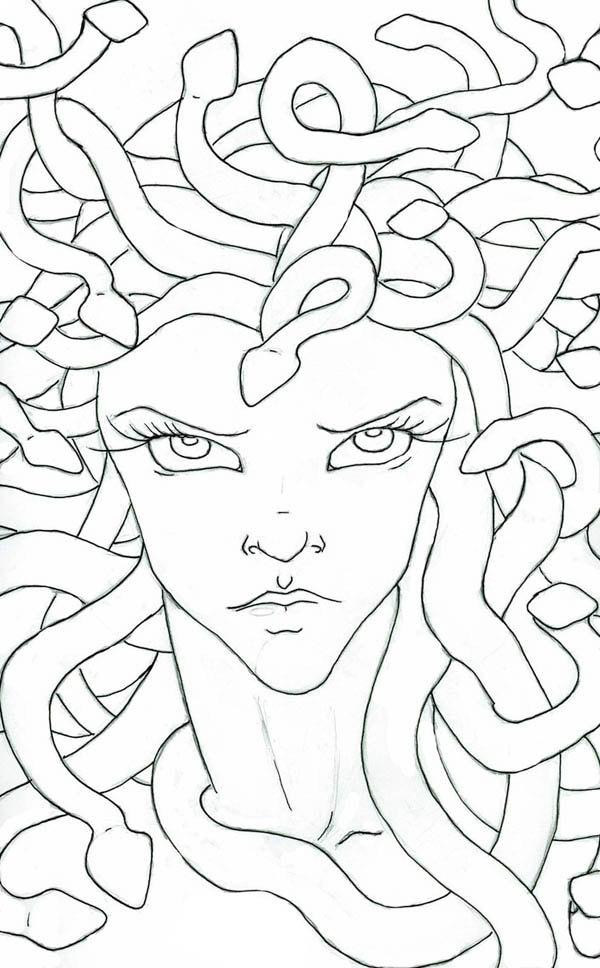 600x968 Medusa Staring Eyes Coloring Page