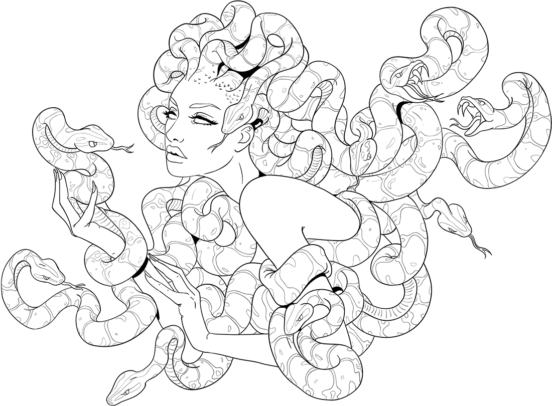 1100x810 Lineartsy Gift Medusa Color Coloring Pages Medusa
