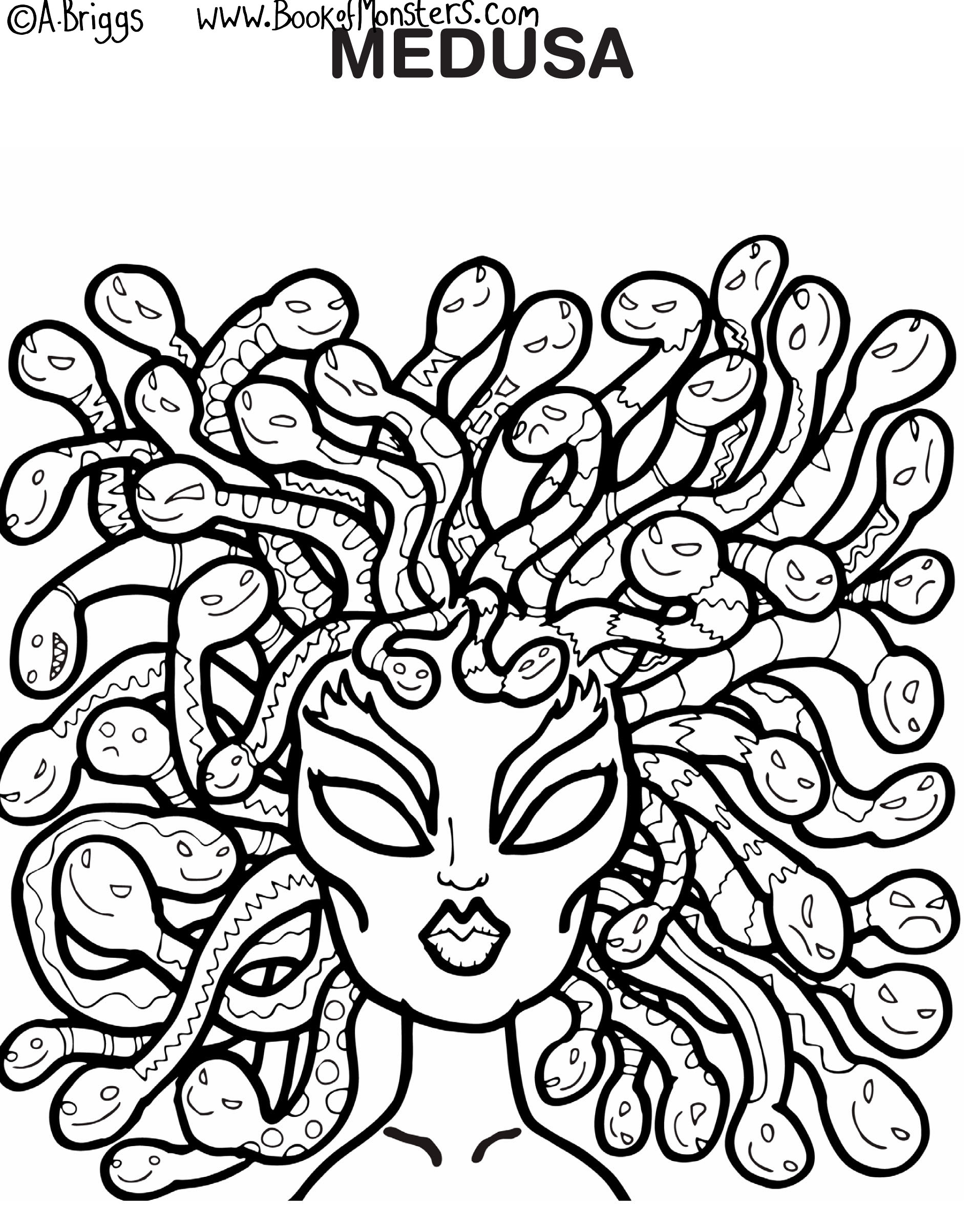 1900x2356 Book Of Monsters Coloring Page For Kids Medusa Greek Mythology
