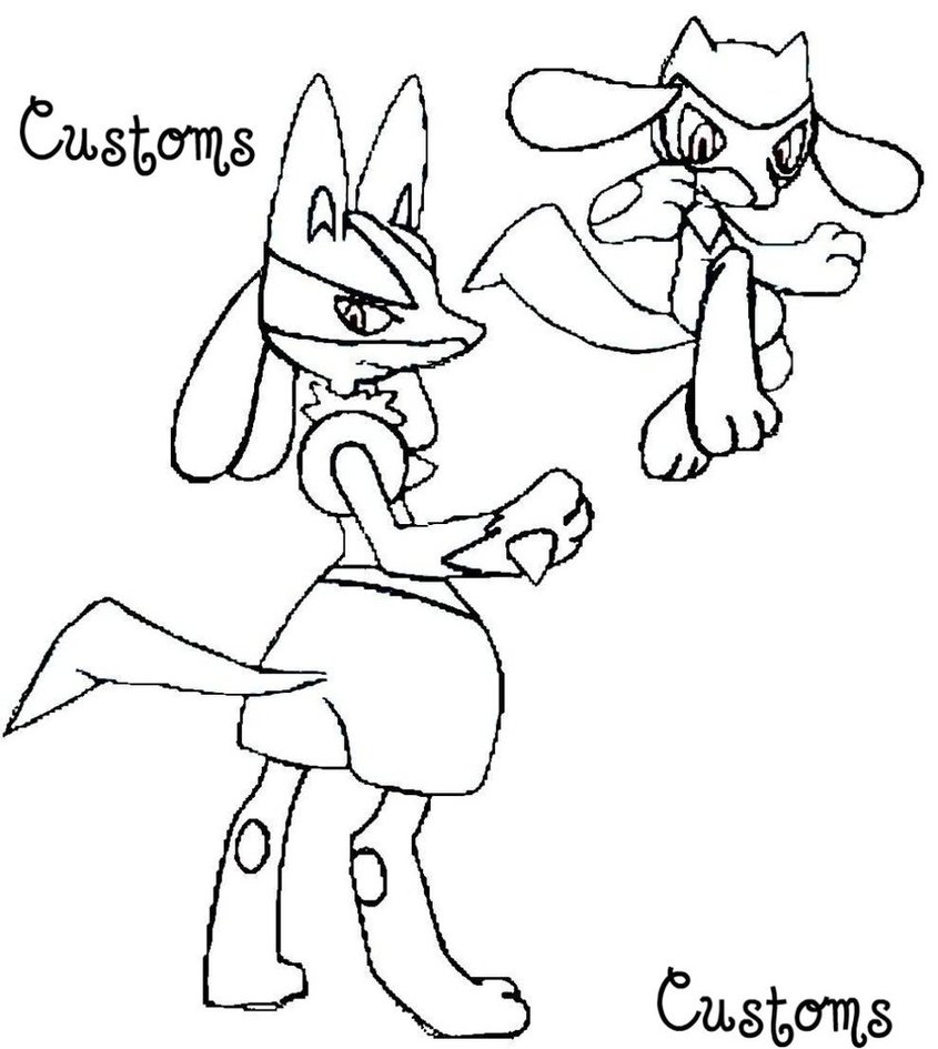 Lucario Pokemon Coloring Pages Riolu Printable Kids Colouring Color ...