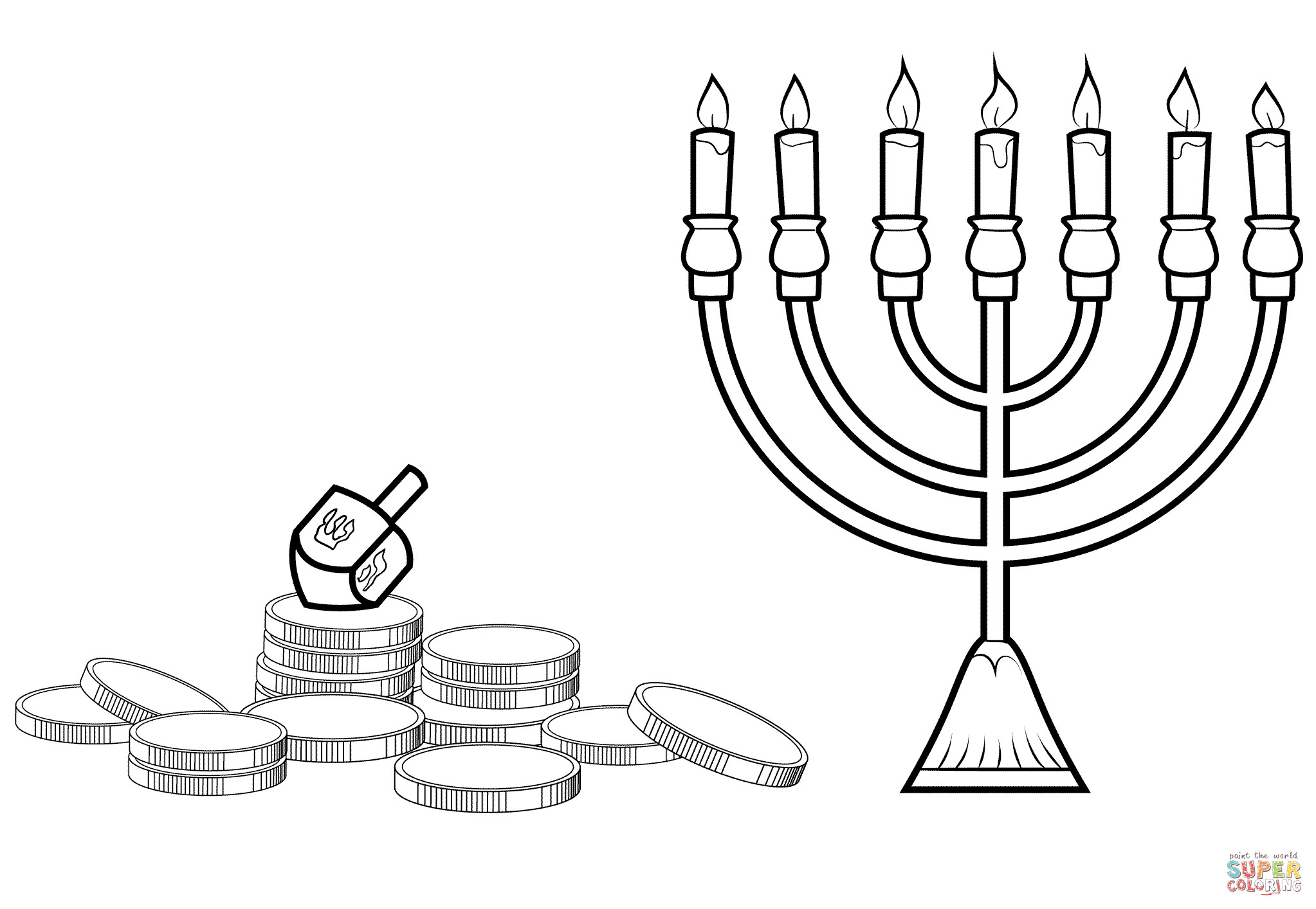 2046x1414 Menorah Coloring Page