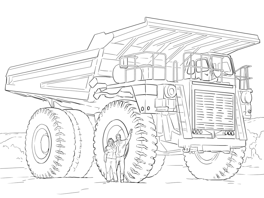 1024x768 Dump Truck For Coloring Page