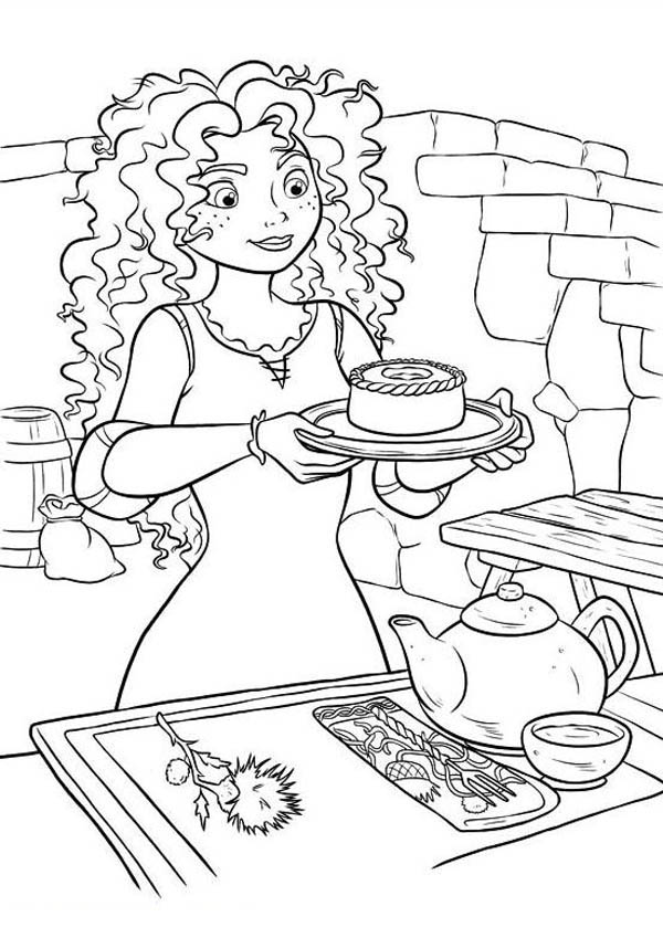 600x849 Brave Merida Serving Tea In Disney Brave Coloring Page