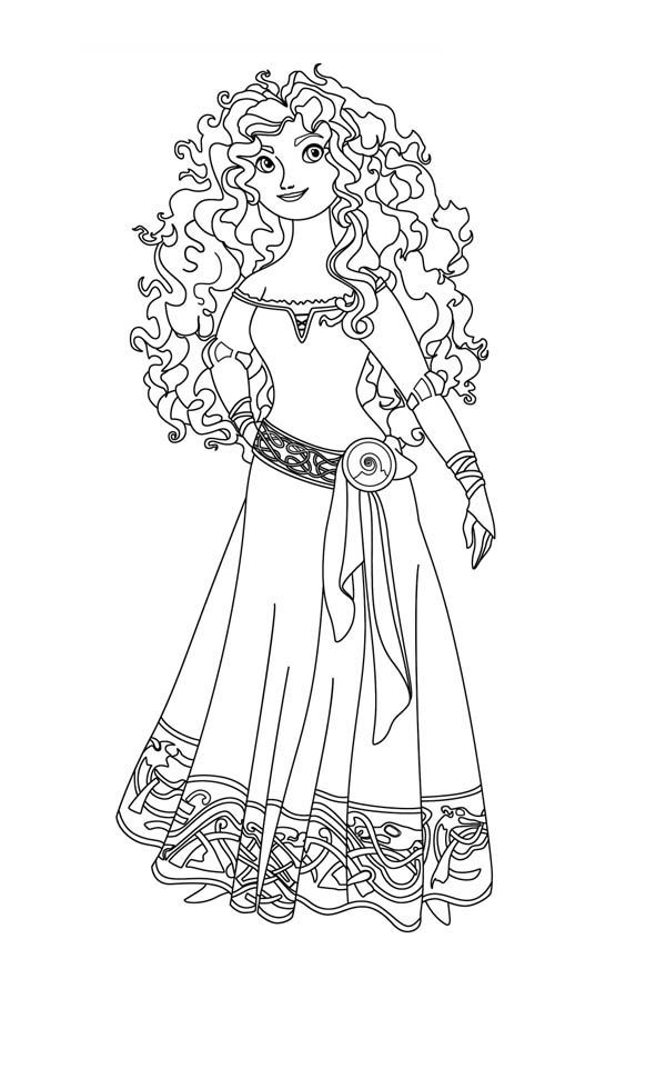 600x980 Brave Coloring Pages Disney Princess Merida, Princess Merida