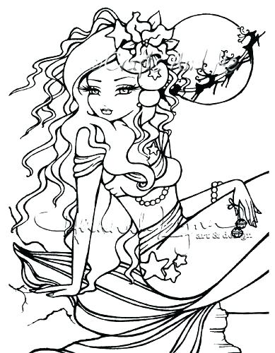 389x500 Adult Mermaid Coloring Page Adult Mermaid With Treasure Mermaid