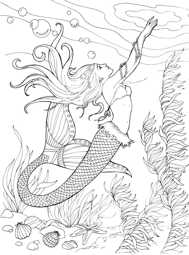650x877 Inspirational Mermaid Coloring Pages For Adults For Mermaid