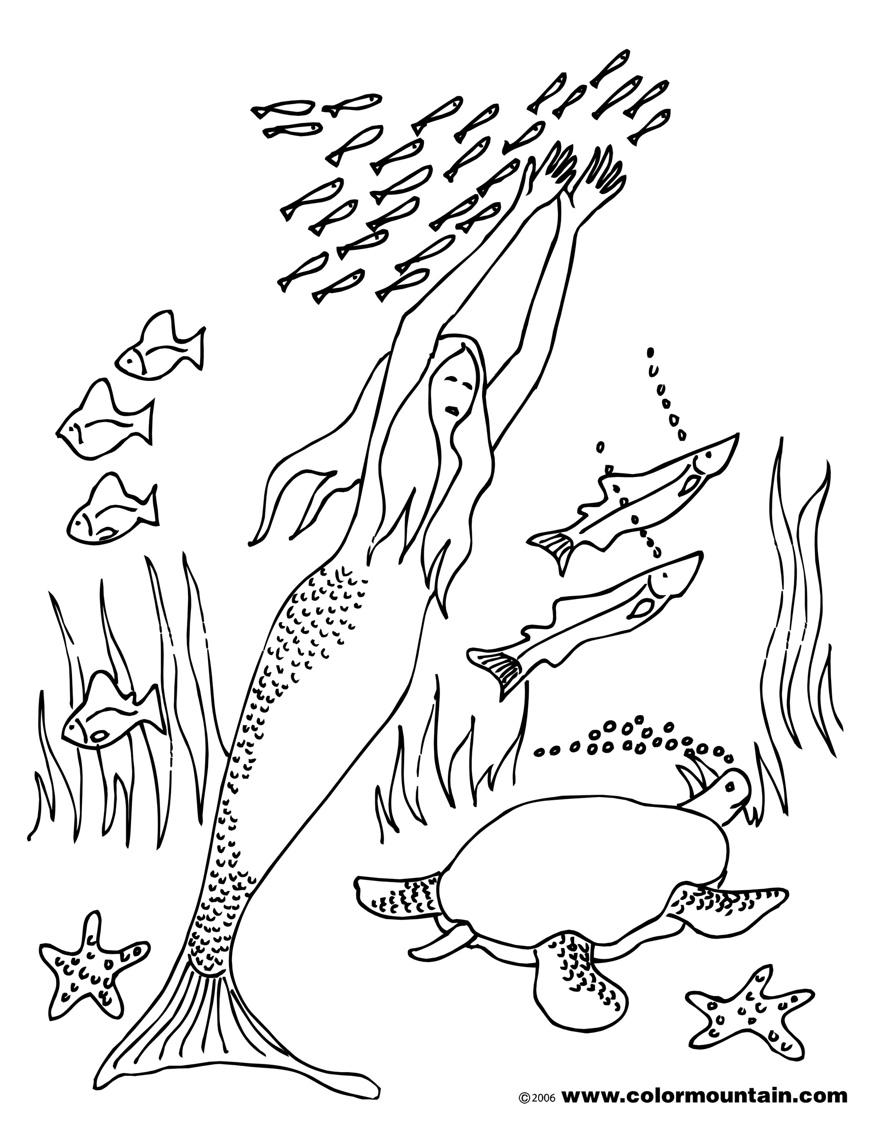 1800x2294 Swimming Mermaid Color Page Create A Printout Activity Printable