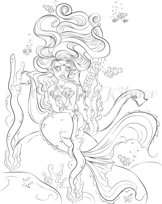 570x716 Mermaid Coloring Pages For Adults Collections Free Coloring