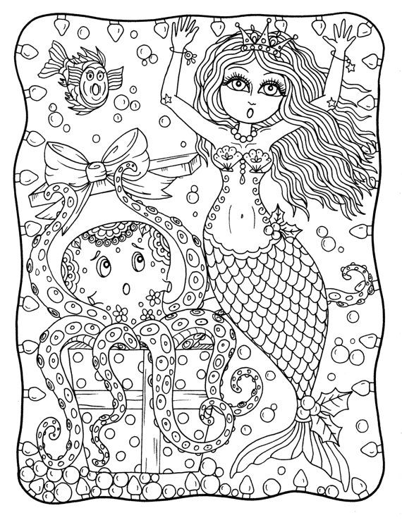 570x738 Best Mermaid Coloring Pages For Adults Images