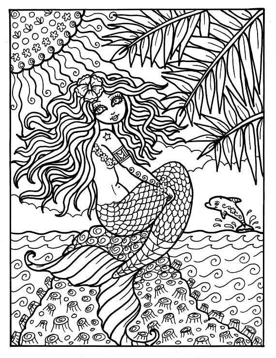 570x738 Best Mermaid Coloring Pages For Adults Images