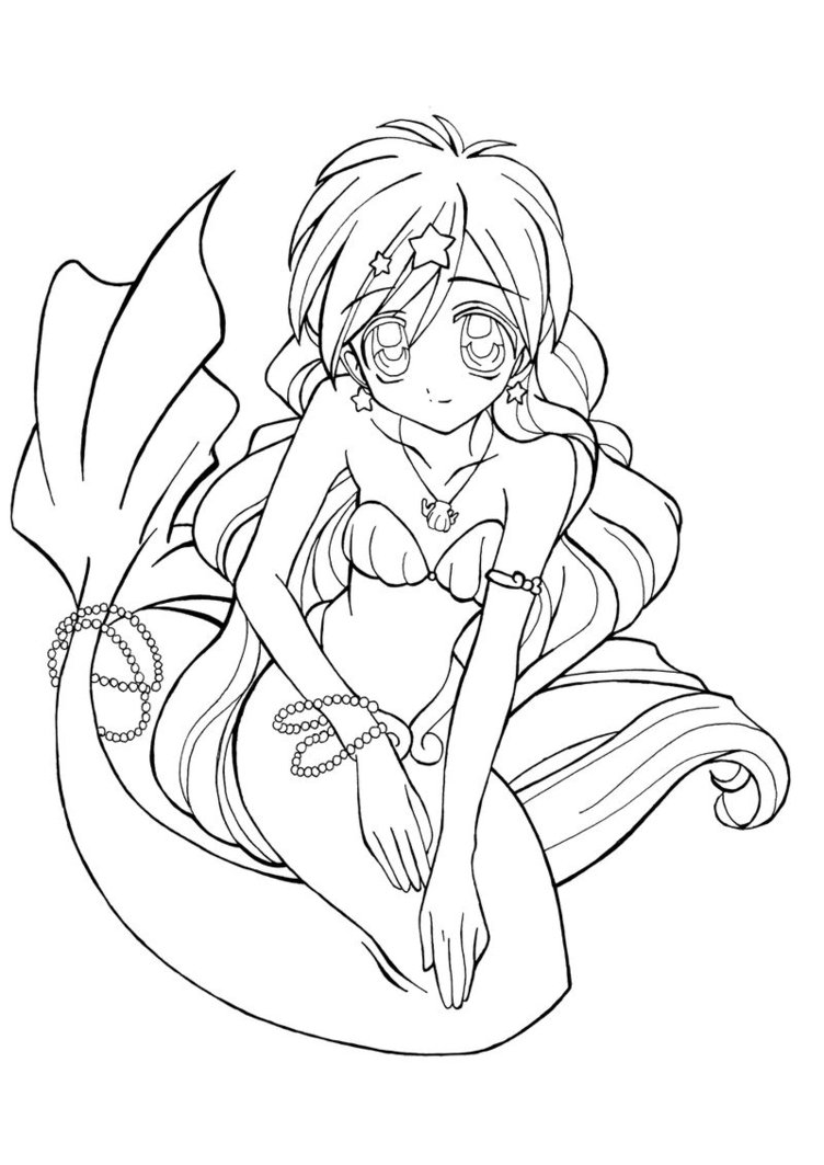 752x1063 Anime Mermaid Coloring Pages