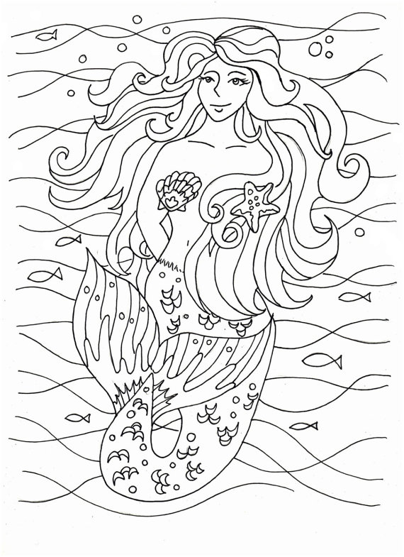 570x785 Mermaid Coloring Pages
