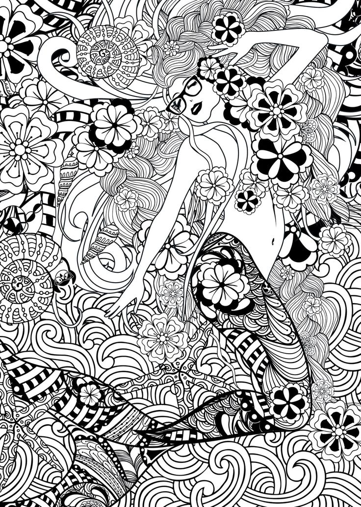 736x1035 Best Mermaid Coloring Pages For Adults Images