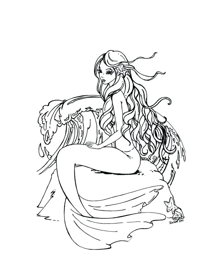 736x891 Free Mermaid Coloring Pages Adult Printable Realistic Mermaid