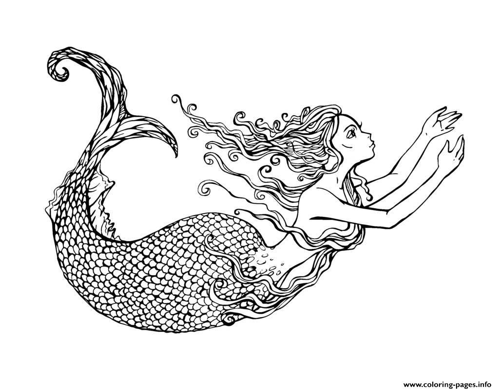 Mermaid Coloring Pages Realistic at GetDrawings | Free download