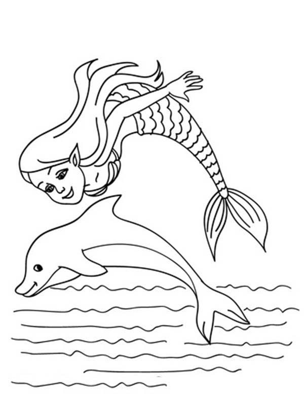 600x777 Little Mermaid Jumping With Dolphin New Mermaid And Dolphin