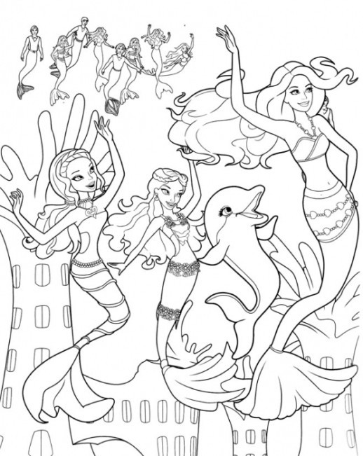 518x651 Free Coloring Pages Barbie Mermaid Girls Color