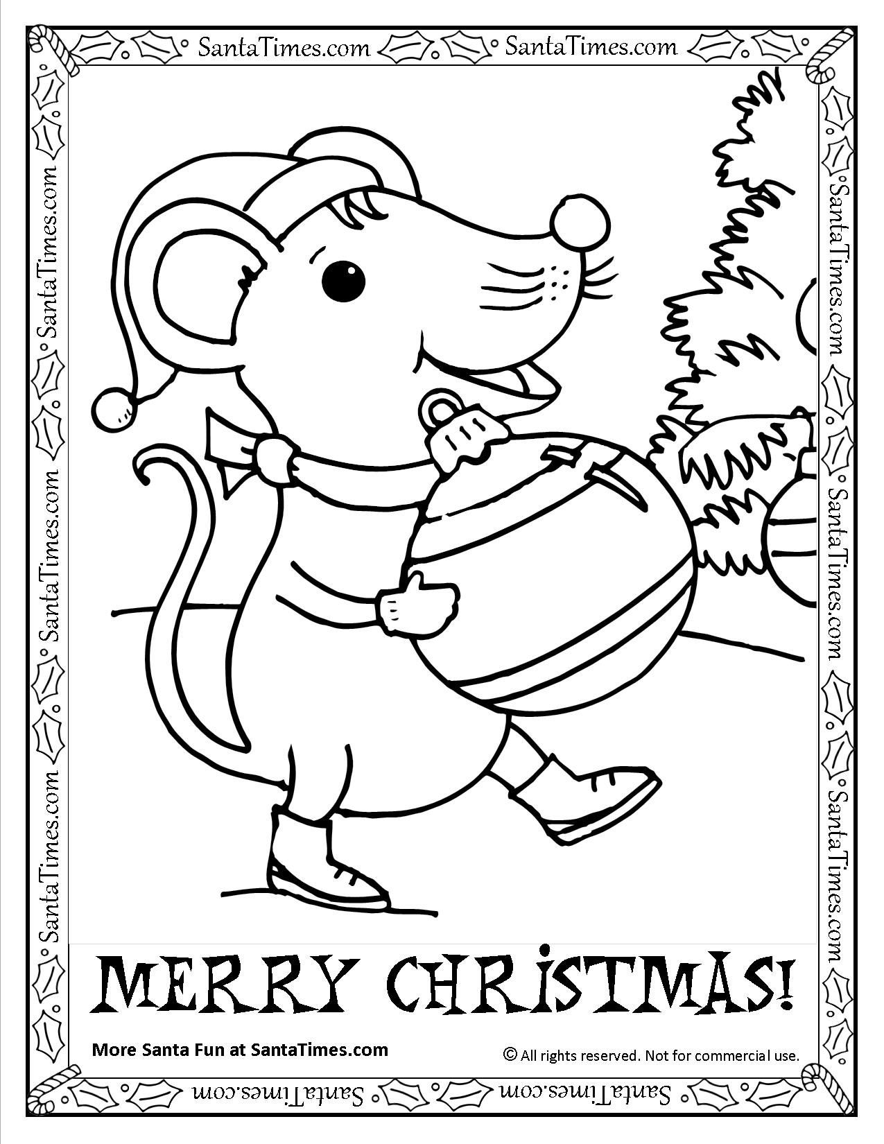 1275x1650 Merry Christmas Mouse Printable Coloring Page
