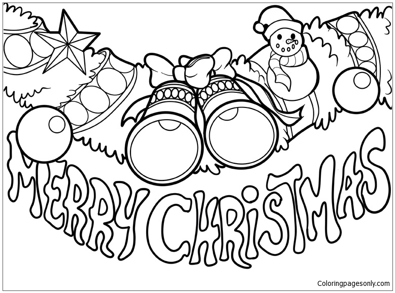 778x578 Christmas Decoration And The Text Merry Christmas Coloring Page