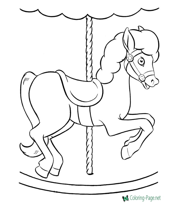670x820 Coloring Pages Merry Go Round Pony