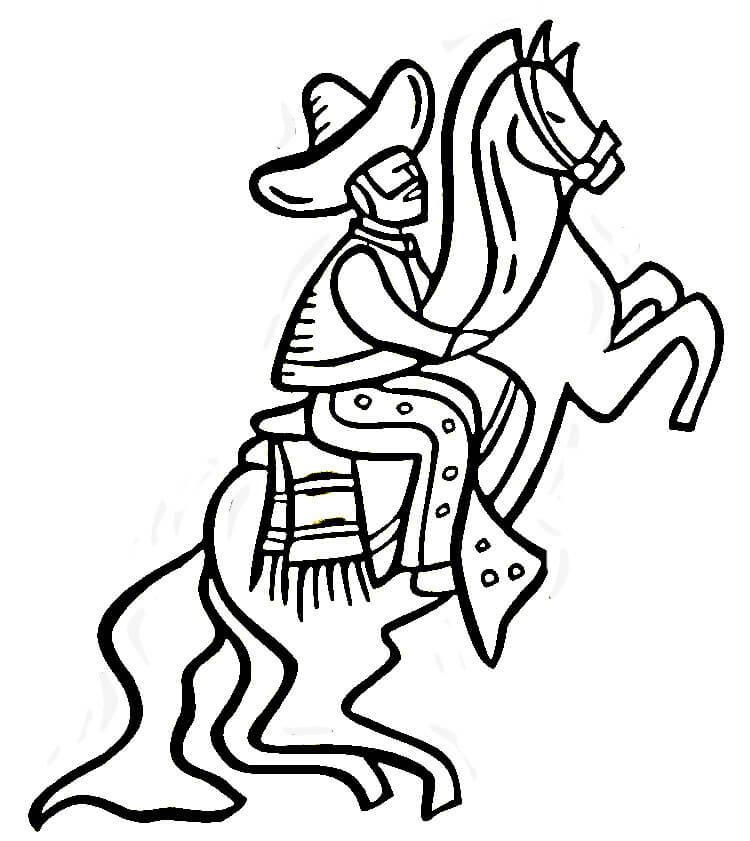 750x841 On The Horse Mexico Coloring Page