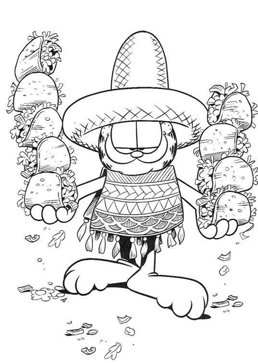 898x1263 Tacos And Garfield Cartoon Coloring Pages Coloring For Kids