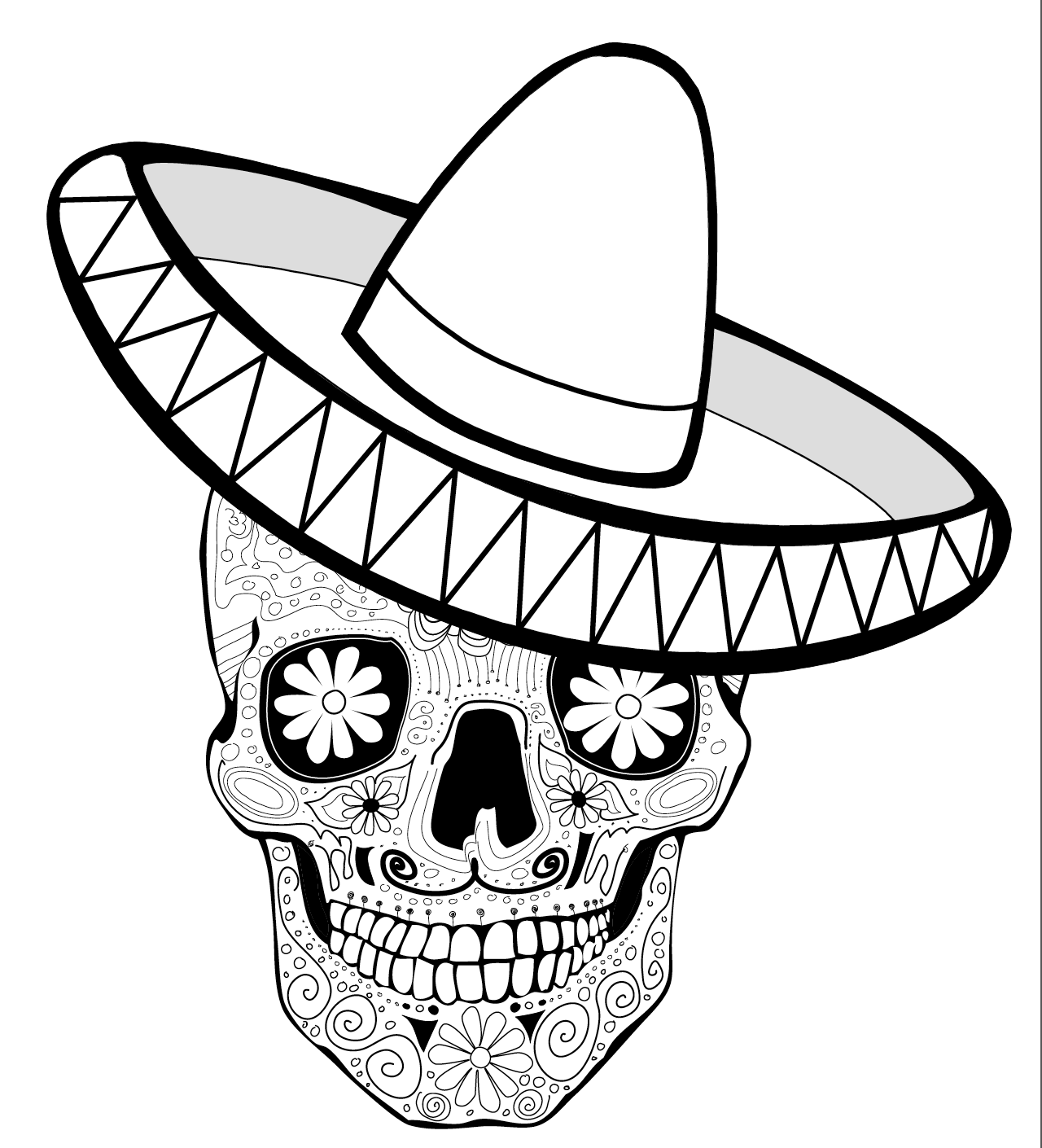 1280x1410 Mexican Sleeping Under His Sombrero Coloring Page Free Printable
