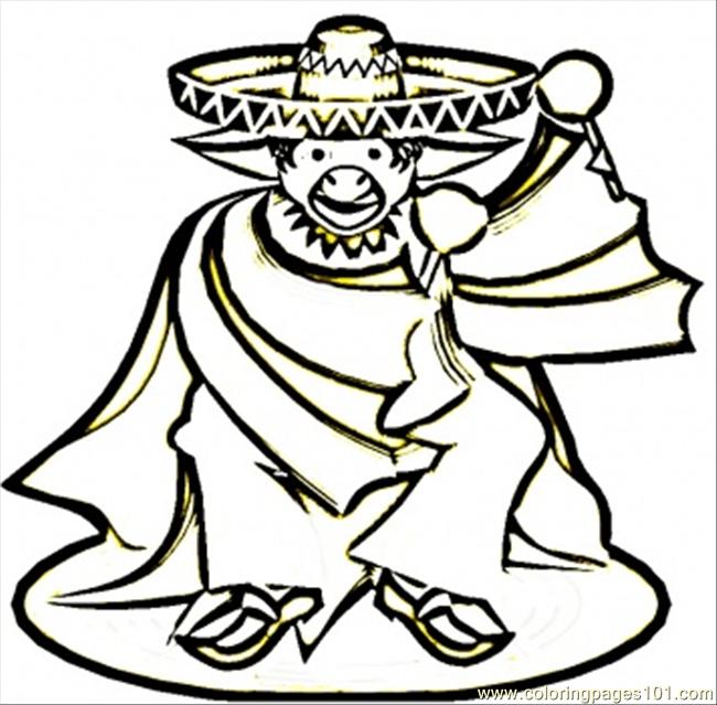 650x639 Mexican Man In Sombrero Coloring Page