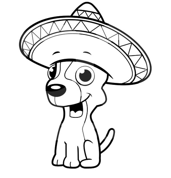 600x627 Chihuahua Dog Sitting And Wearing A Sombrero Coloring Pages