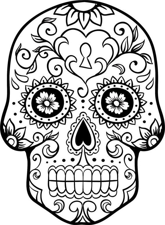 570x779 Mexican Skull Coloring Pages