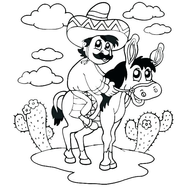 600x627 Coloring Pages Mexico Coloring Pages Donkey Man Sitting