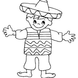 300x300 Mexican Boy Coloring Page School Mexicans And School