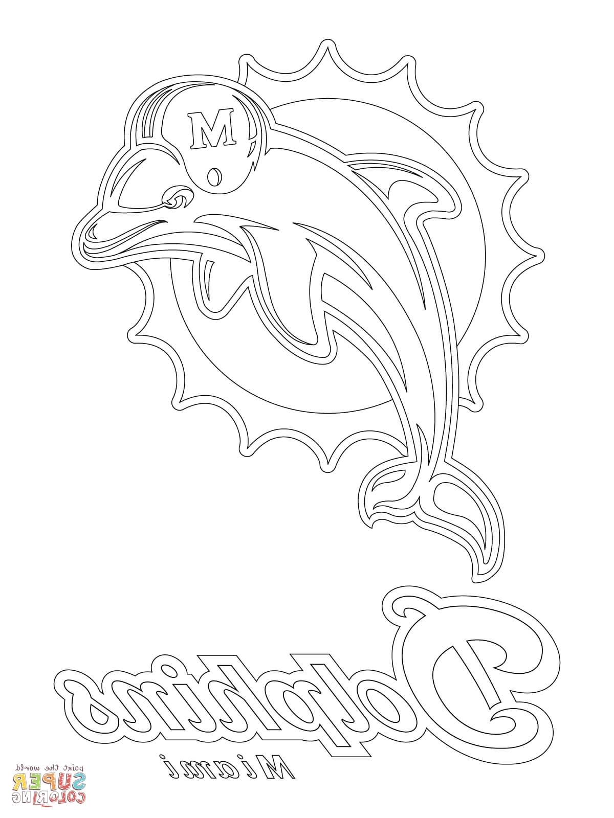 Animal Miami Dolphins Coloring Pages for Kindergarten