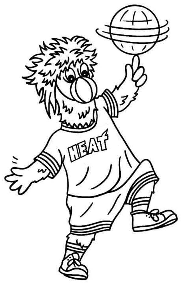 600x936 Miami Heat Mascot In Nba Coloring Page Color Luna