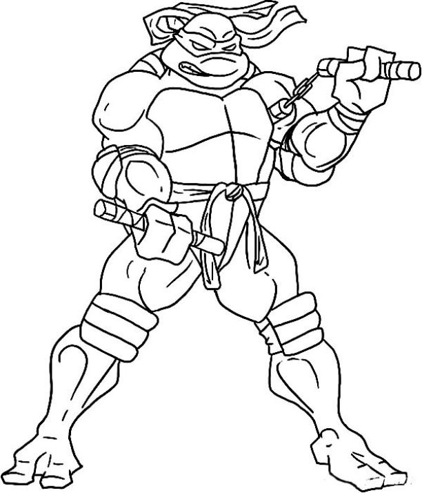 612x714 Ninja Turtles Coloring Pages Michelangelo Hard