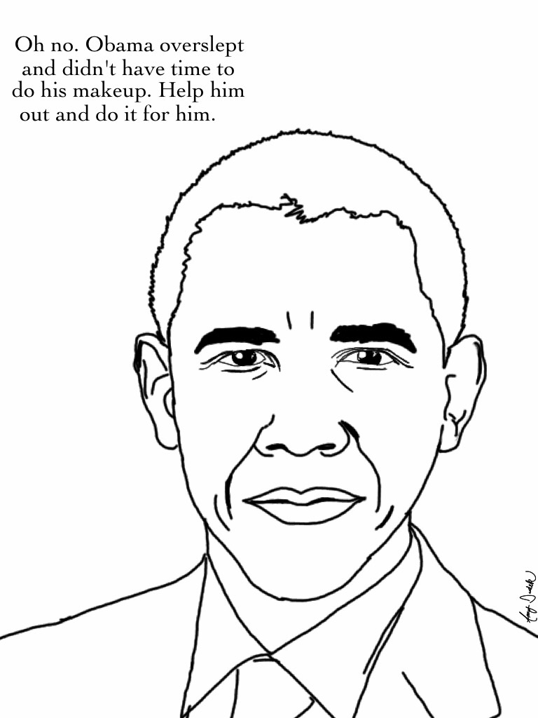 768x1024 Smiling Obama Barack Coloring Page
