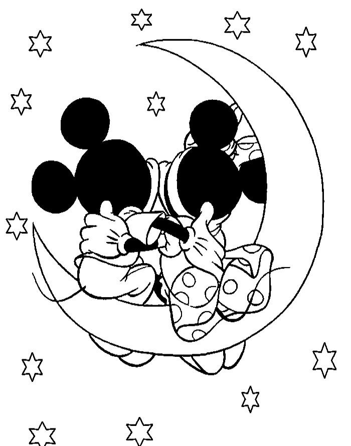 700x890 Mickey And Minnie Valentine Night Coloring Pages