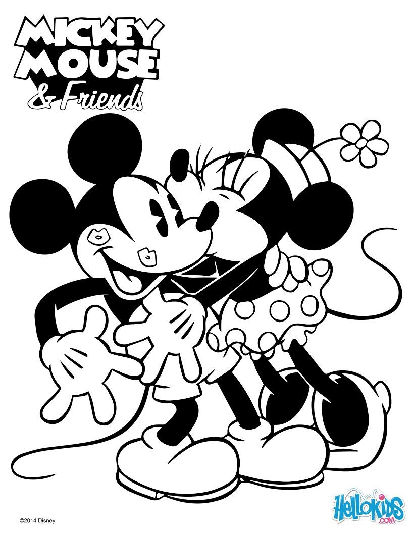 820x1060 Minnie Mouse Kisses Mickey Coloring Page