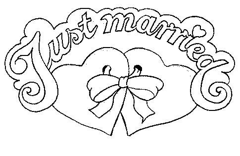 485x315 Just Married Card To Color Coloring Pages