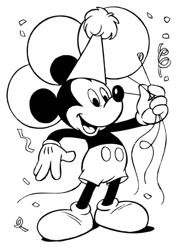 600x849 Mickey Mouse On His Birthday Coloring Page Color Luna