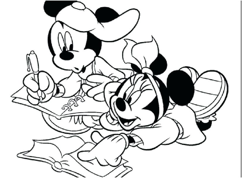 827x609 Mickey And Minnie Coloring Pages