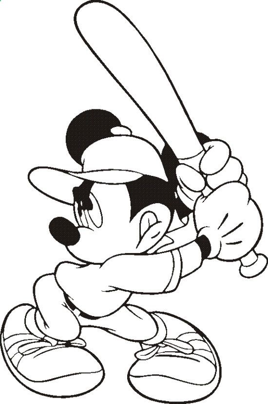 550x827 Mickey Mouse Baseball Coloring Pages
