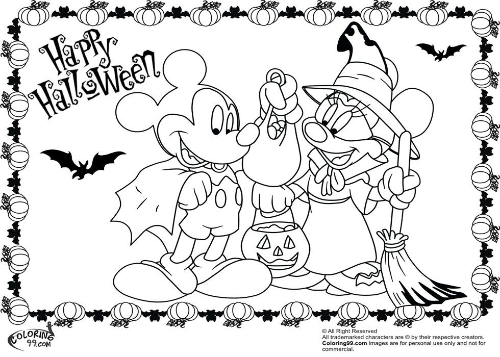 980x700 Mickey Mouse Halloween Coloring Pages Disney Princess Halloween